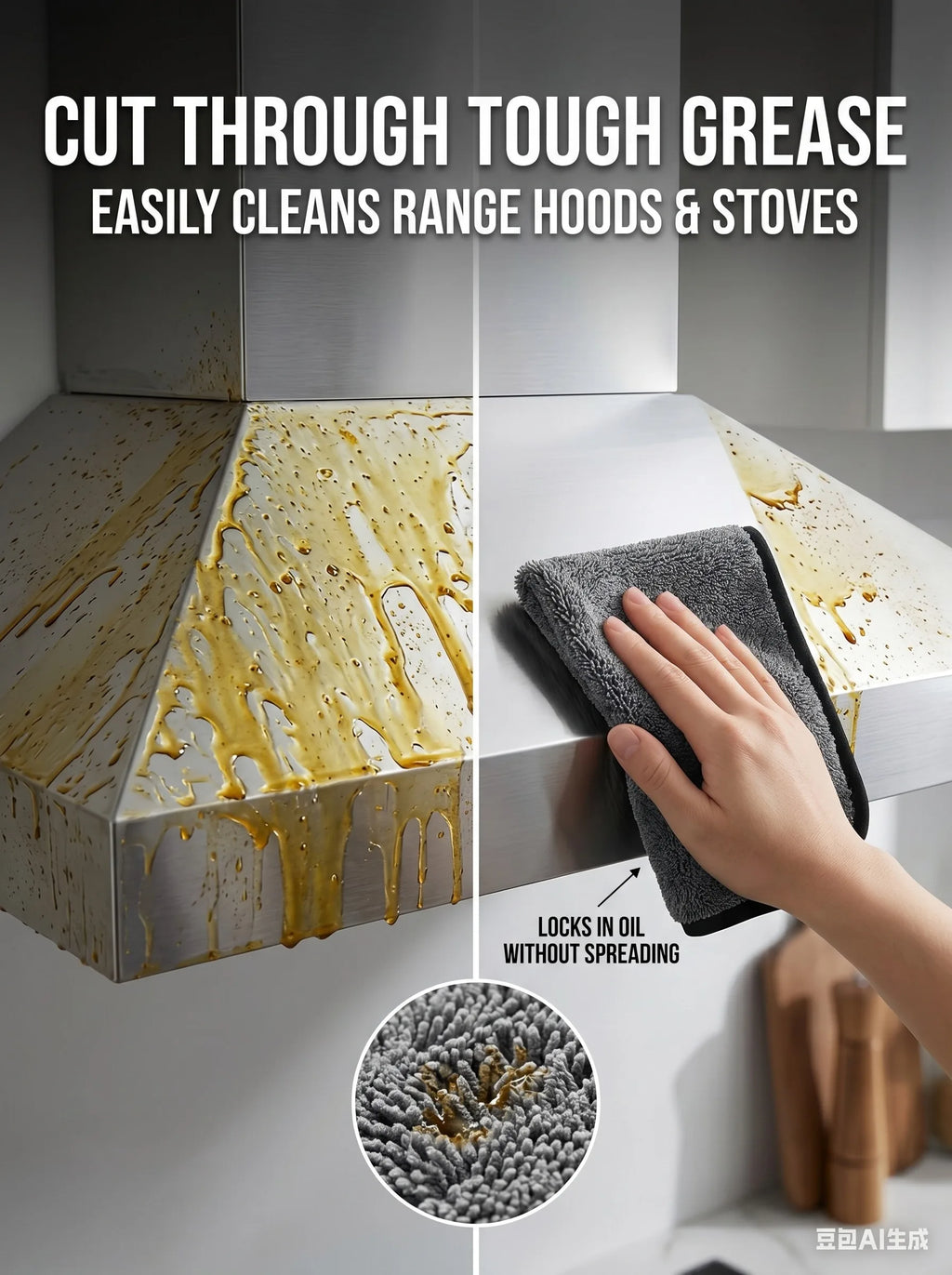 Kitchen Cleaning Towel Double-Sided Ultra Absorbent Lint-Free Oil Stain Remover Reusable Dish Cloth for Countertop Glass