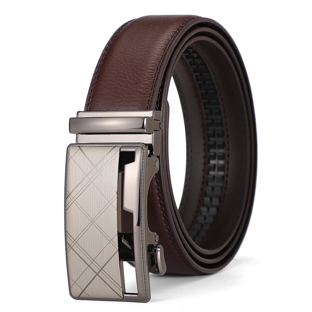 Business Dress Belt Men Soft Genuine Leather Automatic Buckle Trouser Belt  High-end Men Belt Great Gift for Men Waist Strap