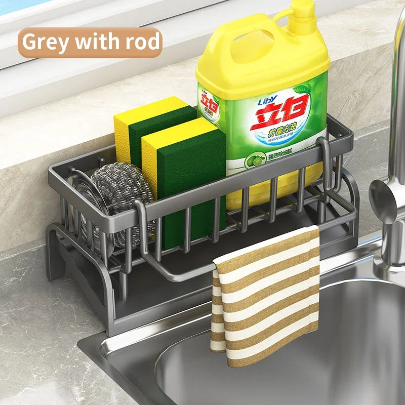 Kitchen Sink Storage Rack, Draining Organizer for Cleaning Cloth, Sponge & Detergent, Household Sink Shelf