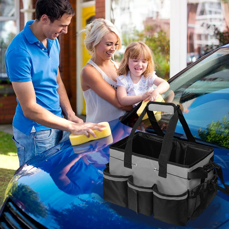Large Cleaning Supplies Organizer with Handle Kitchen Cleaning Supplies Storage Bag Detachable Divider for Cleaners Housekeepers