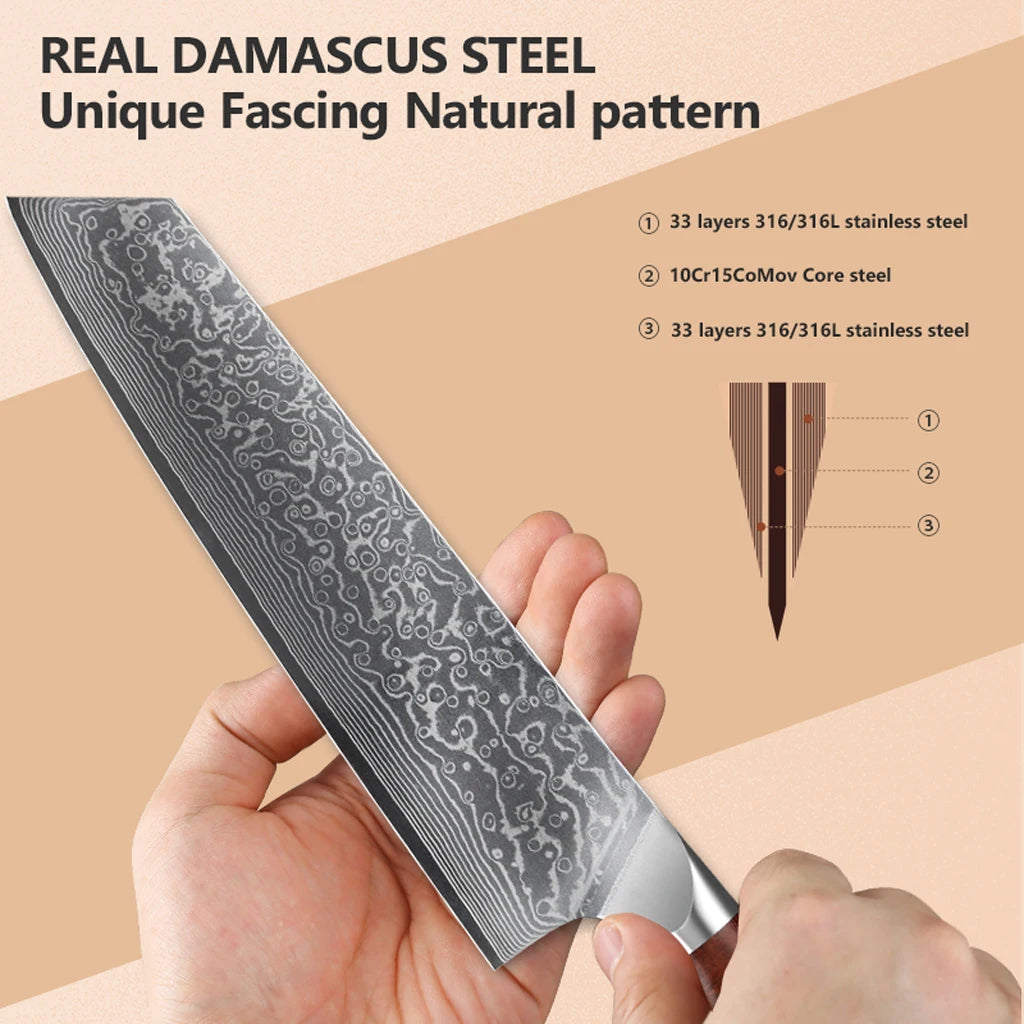8.5" Kiritsuke Knives 67 Layers Damascus Steel Sharp Blade Chef Knife Meat Cutting Kitchen Cooking Tools with Rosewood Handle