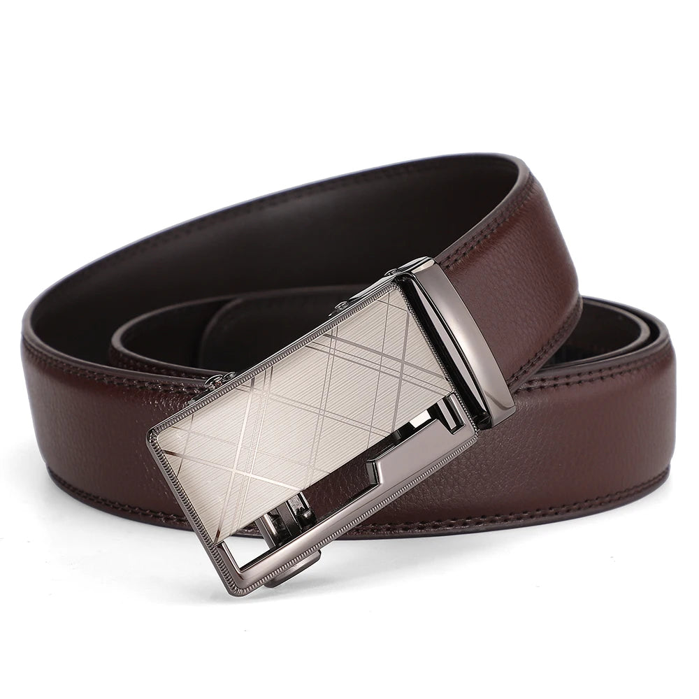 Business Dress Belt Men Soft Genuine Leather Automatic Buckle Trouser Belt  High-end Men Belt Great Gift for Men Waist Strap