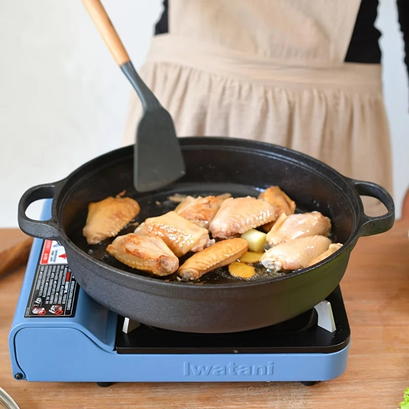 1PC Cast Iron Skillet, Non-Stick & Rust-Resistant. Perfect for Induction, Gas Stoves & Outdoor Cooking.Excellent Heat Retention.