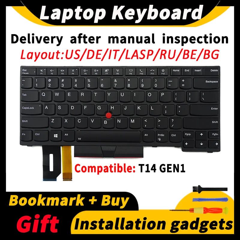 Laptop Replacement Keyboard for Lenovo ThinkPad T14 Gen1 Gen2 P14S Gen1 Gen2 US/BE/BG/DE/IT/LES/RU 5N20V43904 5N20X68869