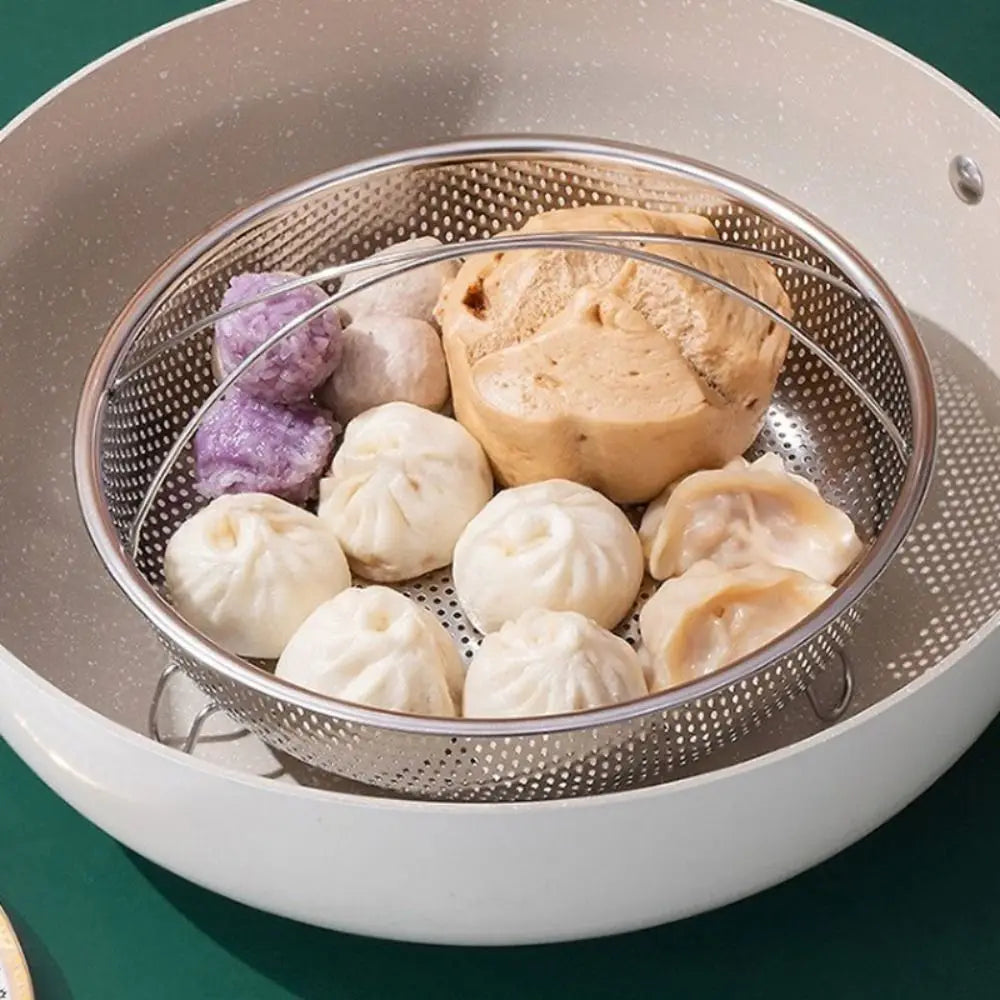 Stainless Steel Steamer Foldable Steam Cooking Utensil Steaming Tray with Handle Steaming Grid Cookware