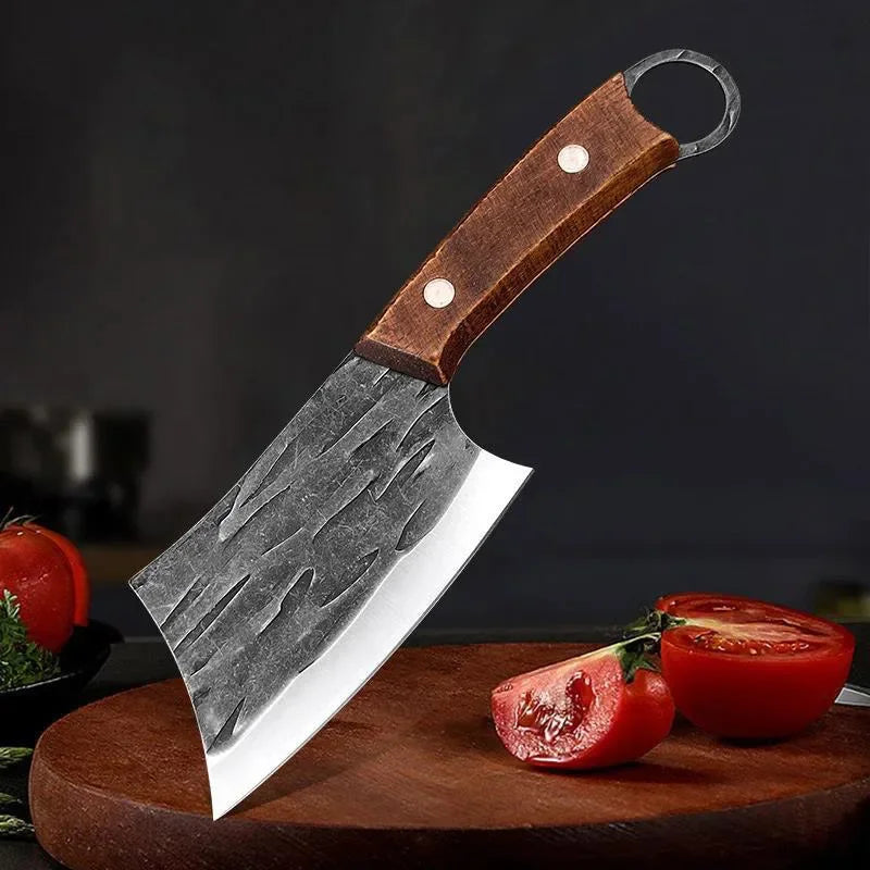 Hand Forged Knife High Carbon Butcher Knives Multifucntional Kitchen Meat Cutting Stainless Steel Wood Handle BBQ Cooking Knife