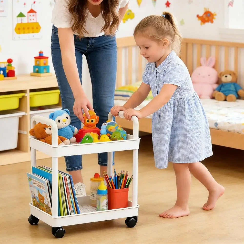 Kitchen Storage Rack 2 Tier Storage Stand With Wheels Space-saving Organizer For Home Athroom Pantry Laundry Dorm Workplace