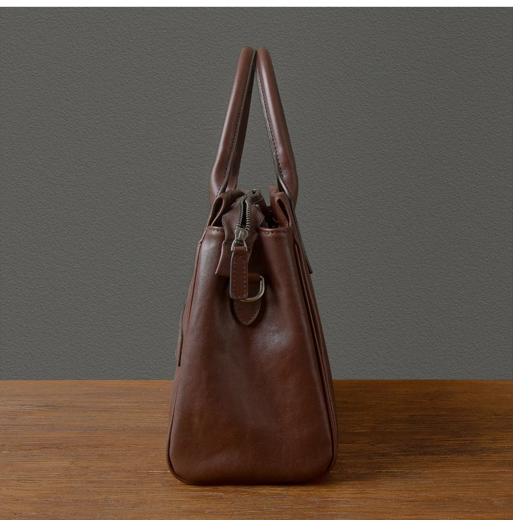 Business vintage genuine leather men's briefcase organizer designer handmade real cow leather women's handbag work postman bag