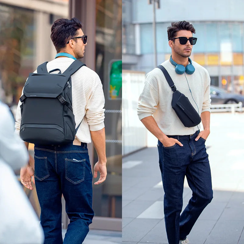 Men's business travel backpack, detachable letter bag, backpack, large capacity 15.6-inch computer bag