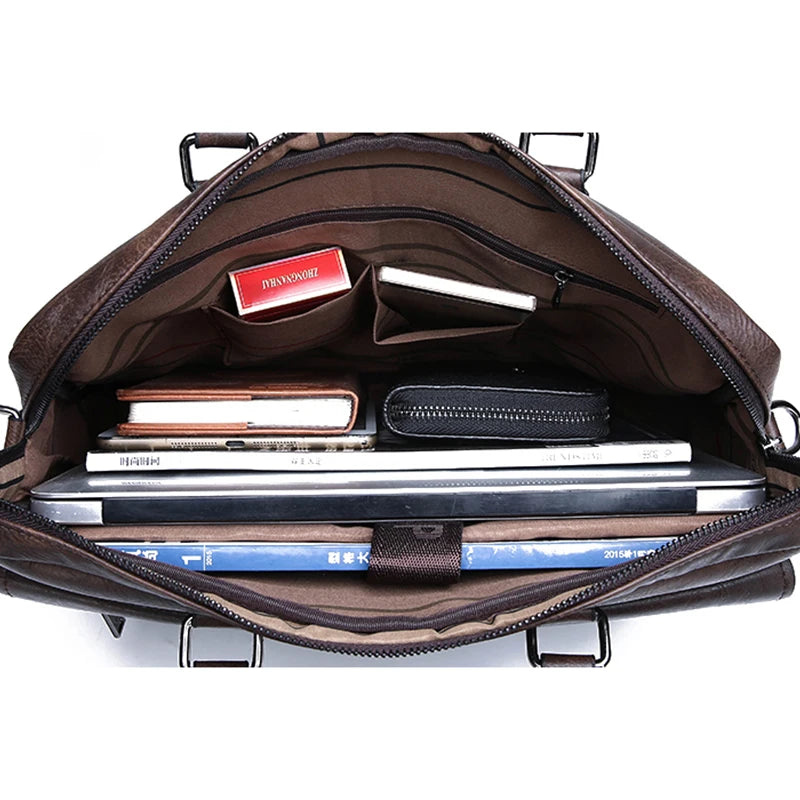 Men Waterproof Business Briefcase Large Capacity Laptop Shoulder Crossbody Commute Bag