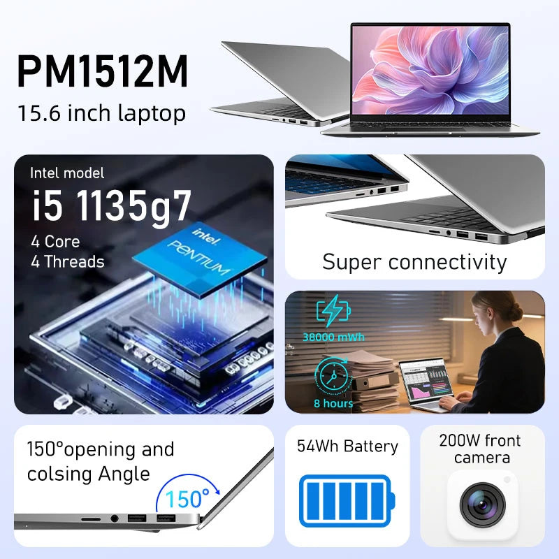 Markut Laptop 15.6 Inch Portable Notebook With Intel CPU I7-1165G7 No RAM No SSD 1920*1080 FHD Display Laptop - German Keyboard