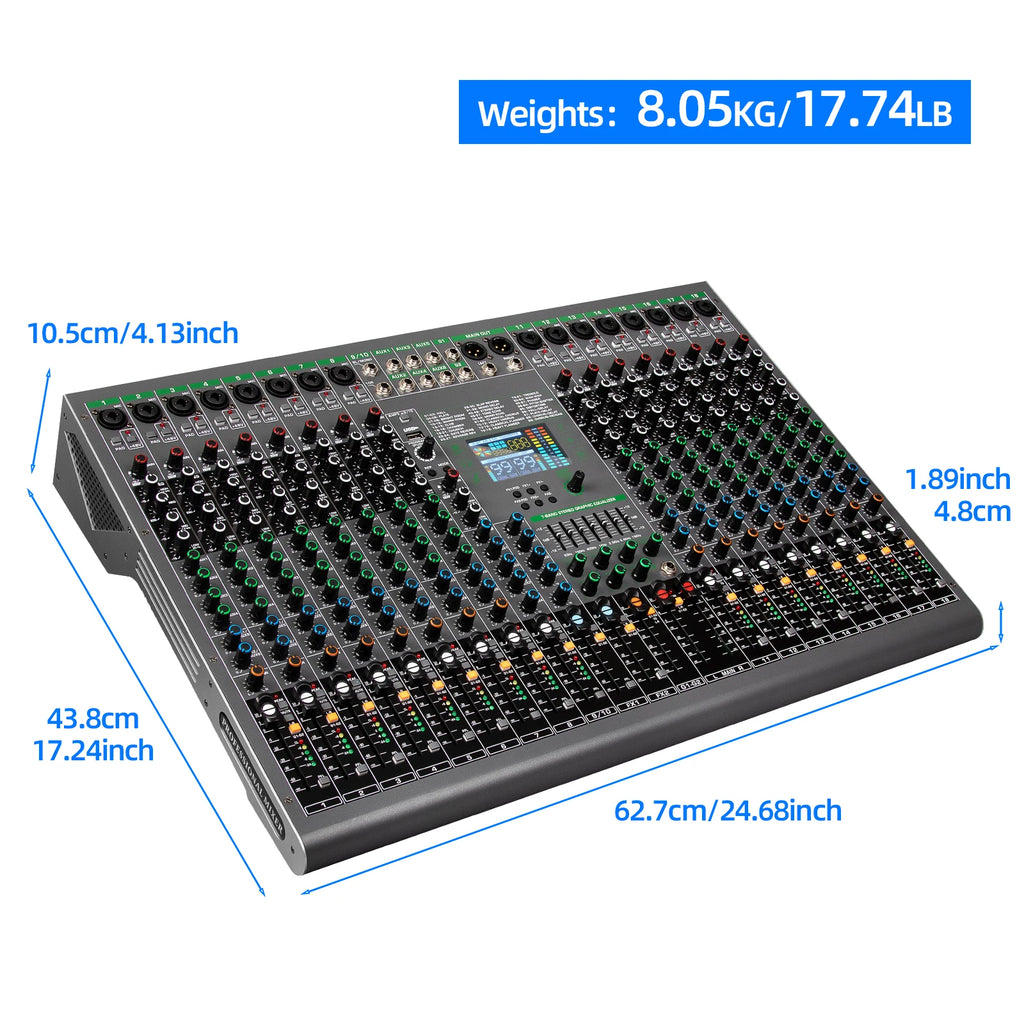 Depusheng Digital Mixer Professional Audio Mixer 18channels with 99bit dps reverb chip Bluetooth USB MP3 for stage bar studio DJ