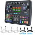 Dj20 Sound Card Studio Mixer WXH520 Noise Reduction Microphone Singing Voice Live Broadcast Phone Computer Record USB Sound Set