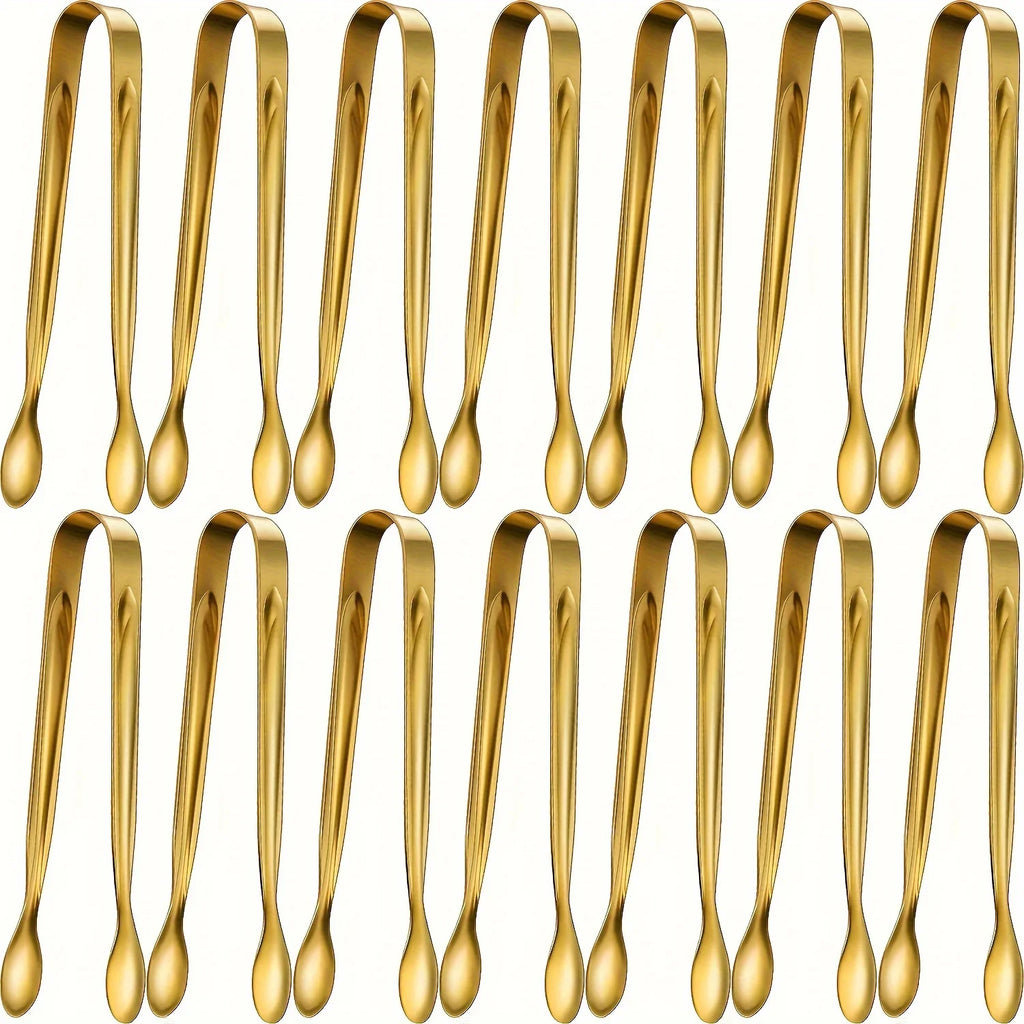 5pcs Golden Mini Serving Tongs - Elegant Stainless Steel Appetizer & Snack Servers for Weddings, Parties, and Charcuterie Trays