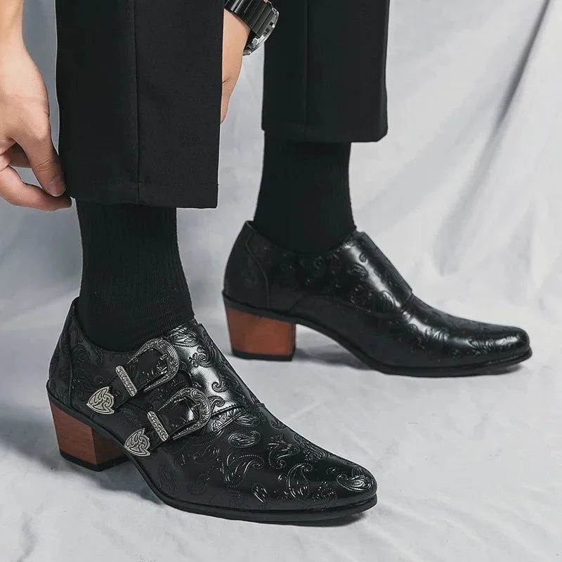 Men's Dress Shoes Fashion Belt Buckle Design Shoes Retro Carved Brogues Shoes Classic Business Formal Shoe Luxury Wedding Shoe