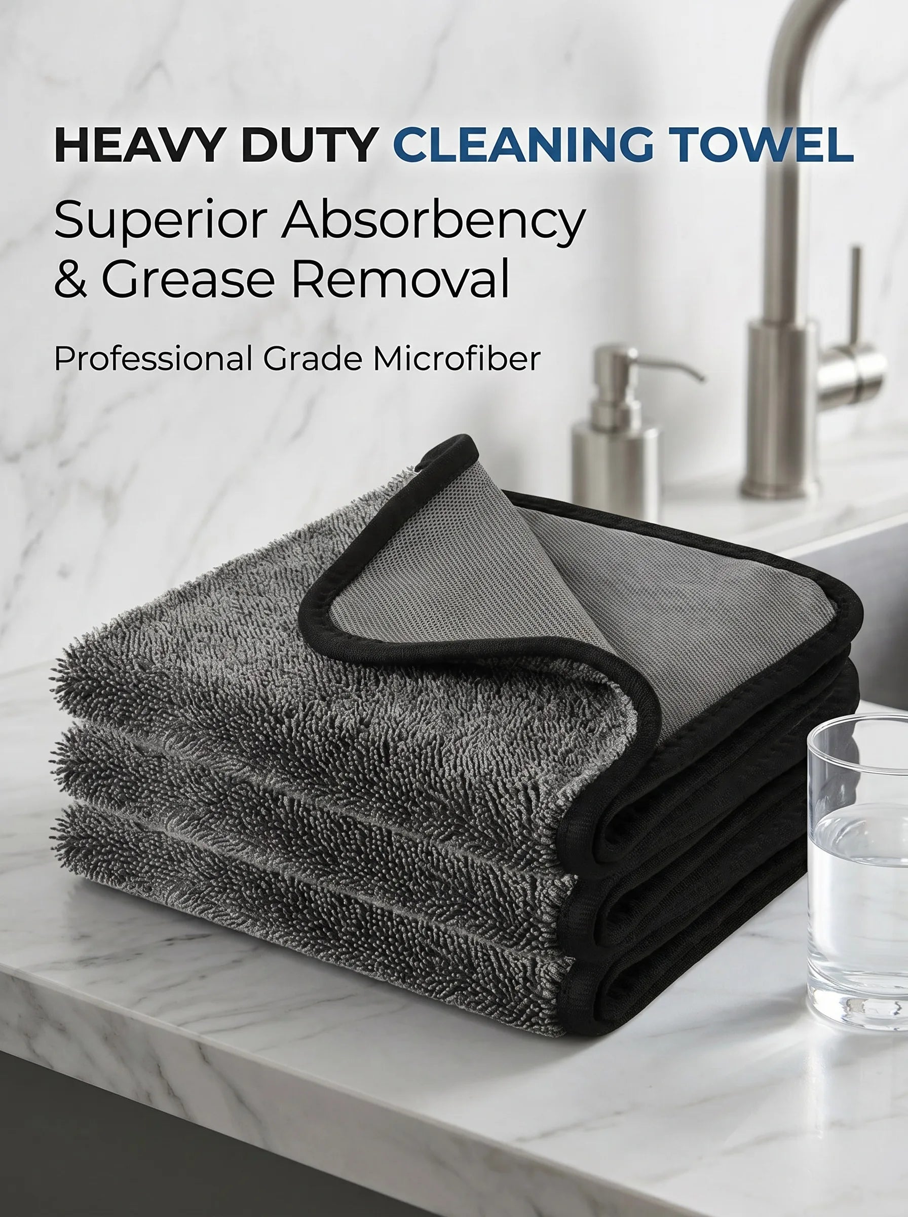 Kitchen Cleaning Towel Double-Sided Ultra Absorbent Lint-Free Oil Stain Remover Reusable Dish Cloth for Countertop Glass