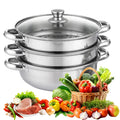 3 Tier Steamer Pot for Cooking with Lid Stainless Steel Steam Pot Multipurpose Steamer for Vegetable Dumpling Stock Sauce Food