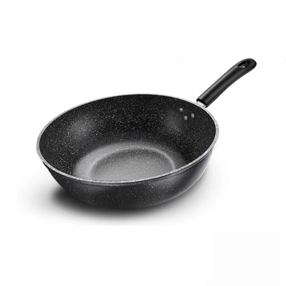 Kitchen Cookware Non-Stick Stir-Fry Pan Universal with Lid Skillet Flat Bottomed Frying Pan Cooking