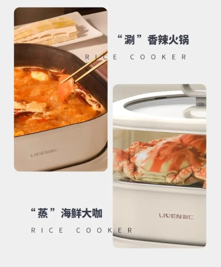 220V Electric Skillet with Multiple Cooking Options for Steaming, Frying, Stir-Frying, and Barbecue - Perfect for Every Meal AK