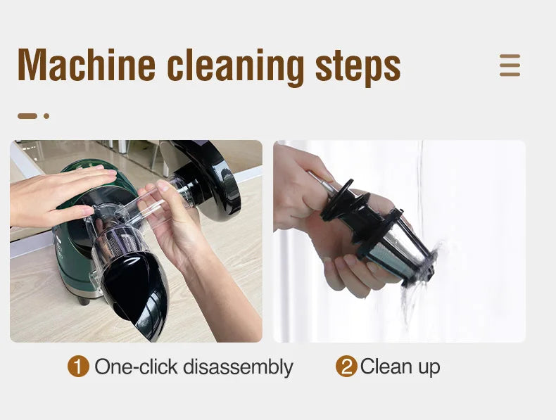 Slow Masticating Cold Press Juicer, Reverse Function Quiet Easy Clean High Yield Juice Extractor for Home Fruit Vegetable