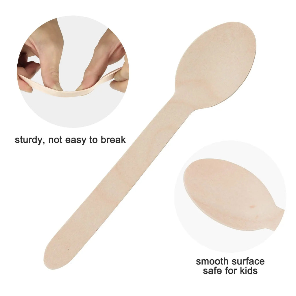 50/100Pcs Disposable Wooden Spoons for Tasting Sampling Yogurt Ice Cream Dessert Forks Wedding Party Tableware Wooden Spoon