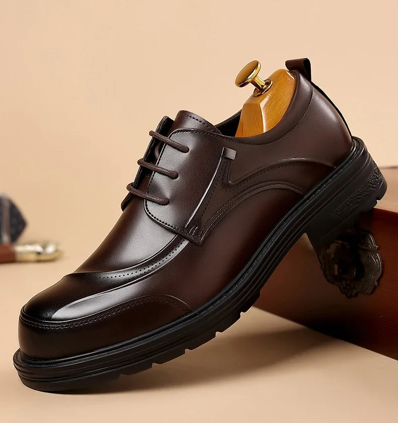 High-end Business Men's Shoes Trend Business Casual Leather Shoes Lace-up Big Head Formal Men's Leather Luxury Leather Shoes
