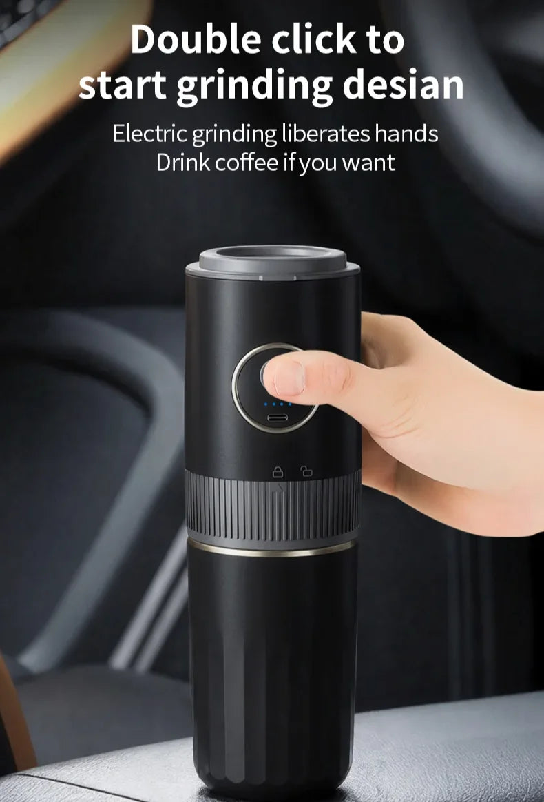 Travel-Friendly All-in-One Coffee Maker - Built-in Grinder, Handheld Espresso Machine & Mini Pour Over Cup for Home and Outdoor