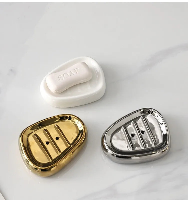 Silver Bathroom Accesssories Set Ceramics Liquid Soap Dispenser Home Decortion China Porcelain Washroom Kit for Soap Box