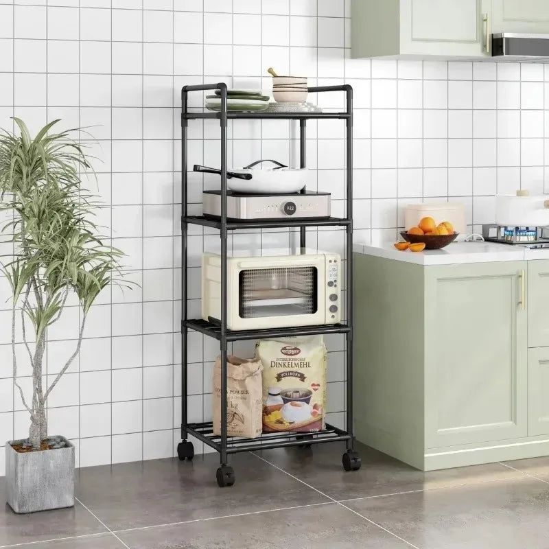 Kitchen multi-layer floor storage rack, household removable storage rack integrated wall rack