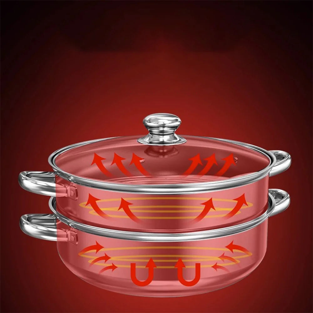 1pc 2/3 three-layer Stainless Steel Steamer, Thickened Material, Durable And Easy To Wash!