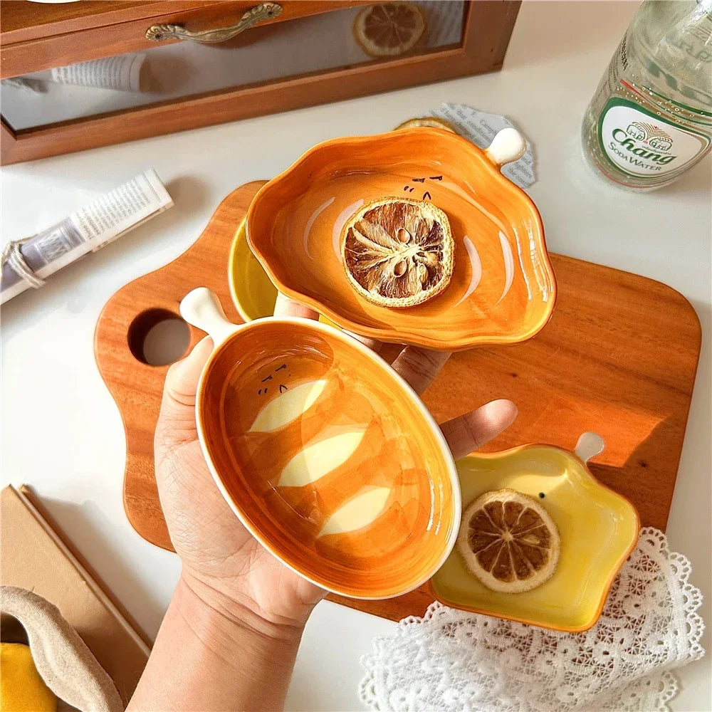 Desktop Creative Bread Shaped Ceramic Dishes, Cute Small Dipping Sauce Plate for Hotpot Ketchup Snack
