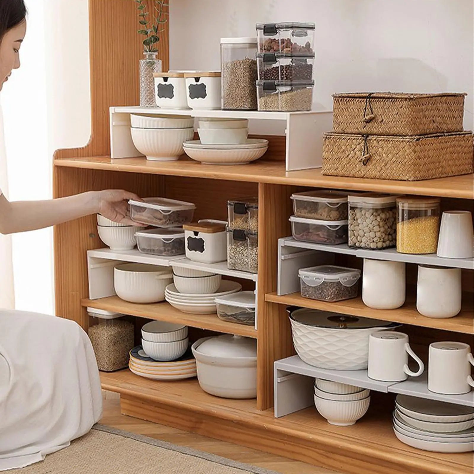 Retractable Kitchen Shelf Household stackable Cabinet Layered Easy installation Space saving Storage Rack Fridge Organizer