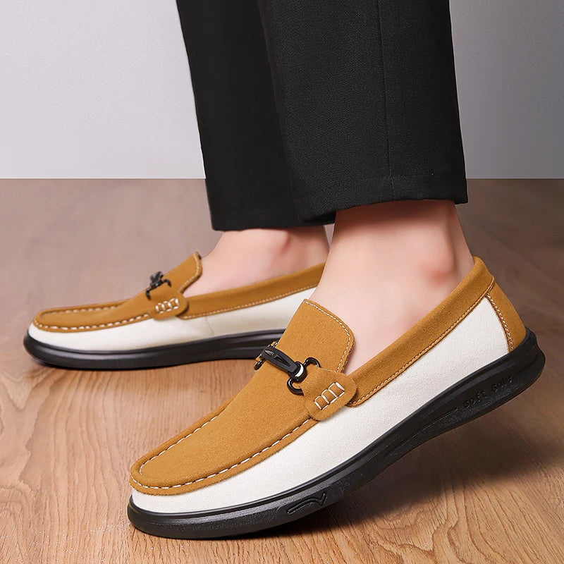 Business Formal  Travel Leather Shoes Fashionable and Comfortable Cowhide Suede Casual Shoes Soft Comfortable Mens Driving Shoes
