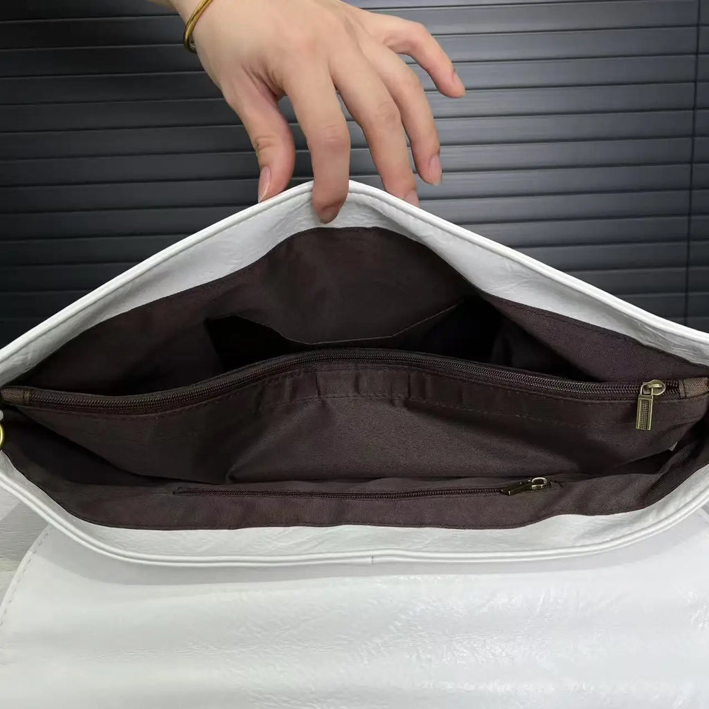 Ladies' Fashion Business High Capacity Glove Bag Soft Leather Document Storage Shoulder Bag