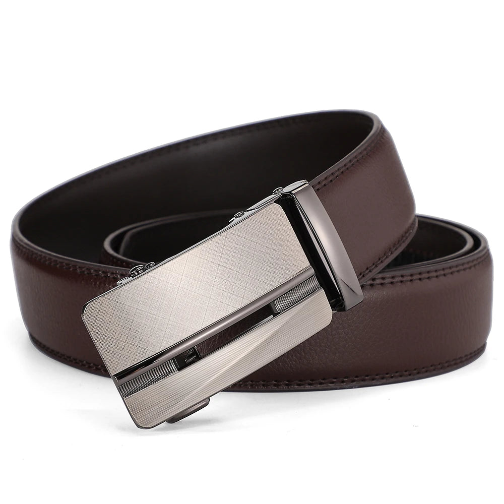 Business Dress Belt Men Soft Genuine Leather Automatic Buckle Trouser Belt  High-end Men Belt Great Gift for Men Waist Strap