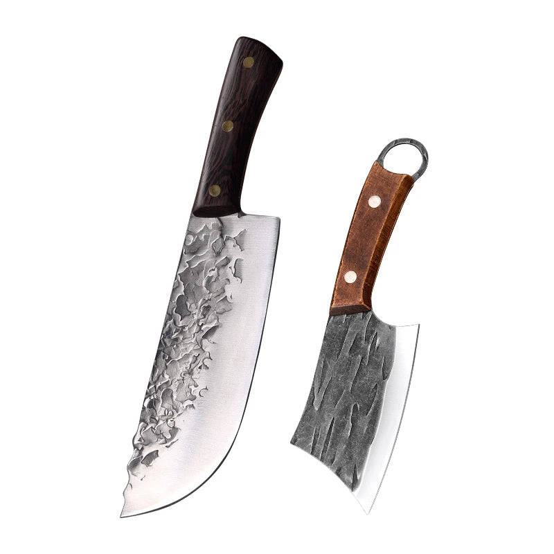 Hand Forged Knife High Carbon Butcher Knives Multifucntional Kitchen Meat Cutting Stainless Steel Wood Handle BBQ Cooking Knife