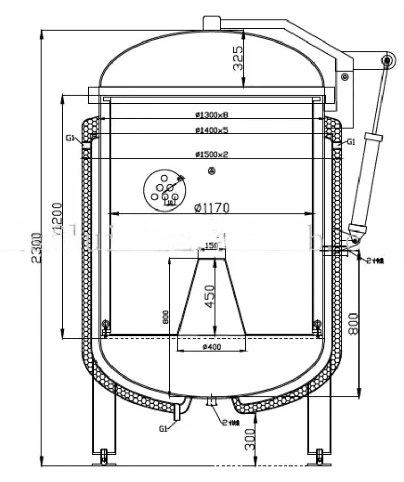 Customized Food Grade Stainless Steel Pressure Cooker Cooking Vessels 100liter with Pneumatic Device