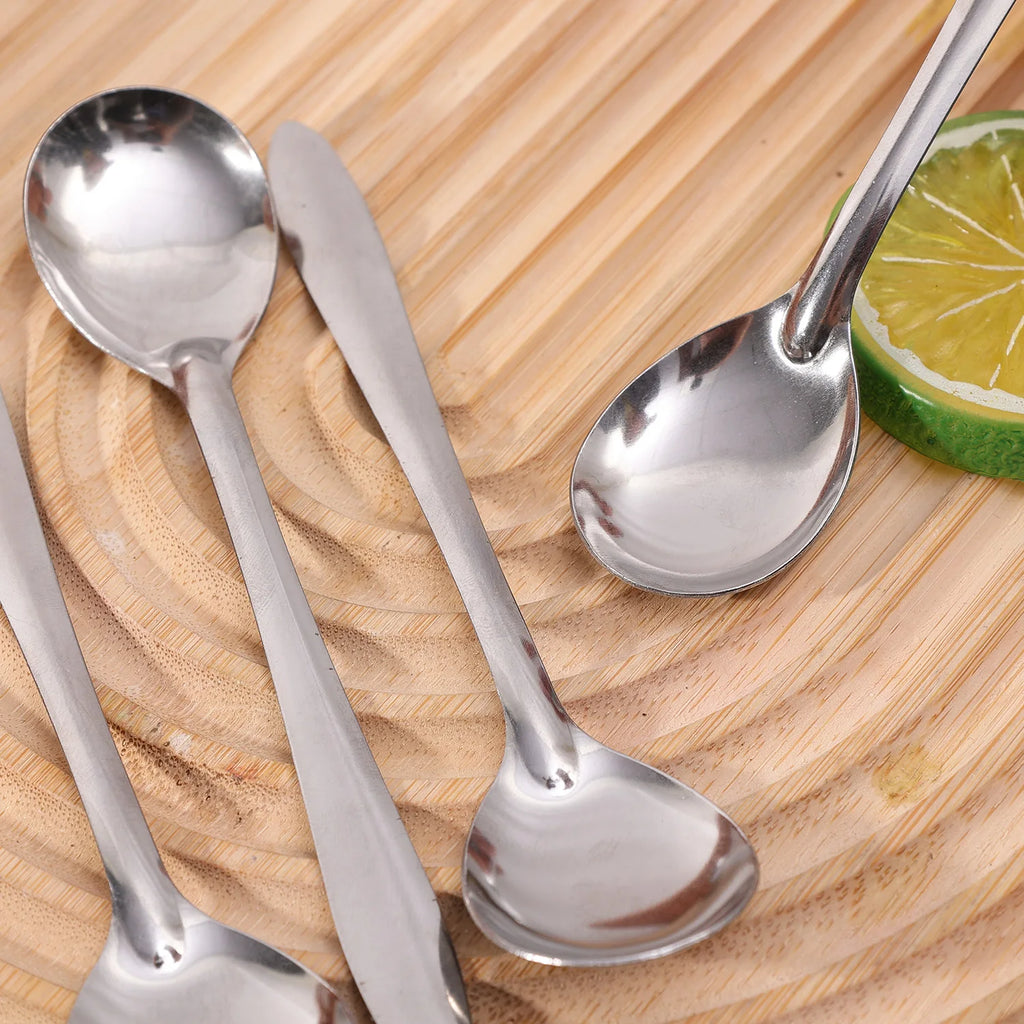 Silver Long Handle Stirring Dessert Spoons Stainless Steel Coffee Spoon Dessert Seasoning Tools Home Kitchen Accessories