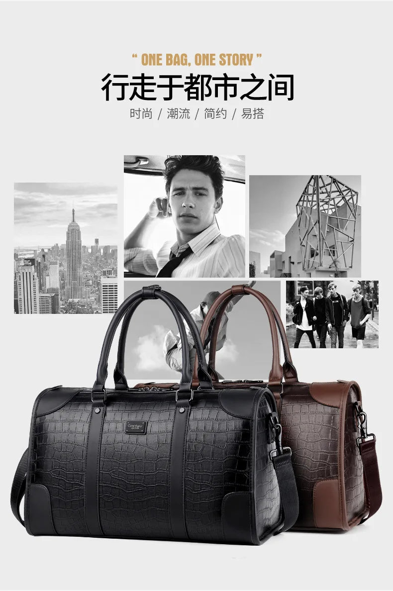 Fashion Handbag Bag Men Business Travel Tote Luxury Alligator PU Leather Luggage Bag With Shoulder Strap Crossbody Bags Duffle