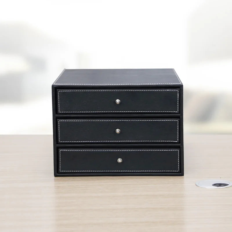 High-End Business Leather Office Supplies Set, Pen Holder, Desktop File Cabinet, Desktop Storage Box