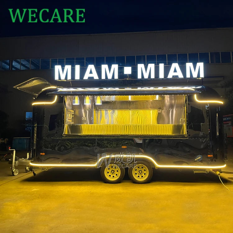 Mobile Restaurant Catering Trailer Fully Equipped Stainless Steel Coffee Shop Bar Taco Pizza Food Truck Full Kitchen
