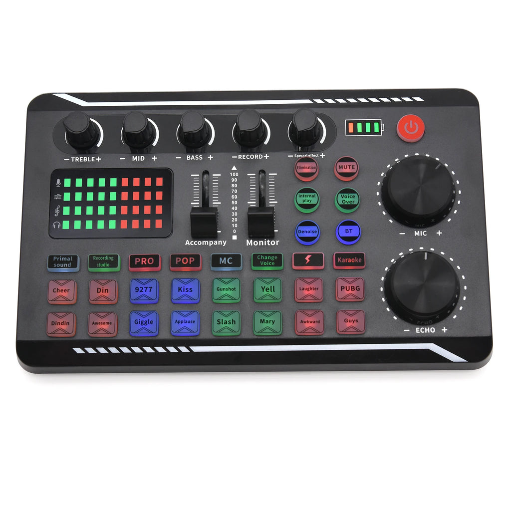 Live Sound Card Audio Mixer With Interface DJ Mixer Effects Voice Changer Bluetooth-compatible Mixer For Live Streaming Singing