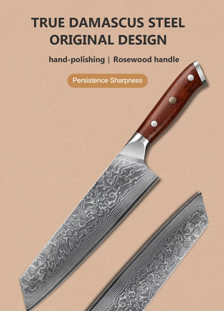 8.5" Kiritsuke Knives 67 Layers Damascus Steel Sharp Blade Chef Knife Meat Cutting Kitchen Cooking Tools with Rosewood Handle
