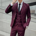 Suit Men's (Blazer+ Vest + Pants) 2025 Business Gentleman Fashionable and Fitted Casual Work Solid-color Wedding Best Man Suit