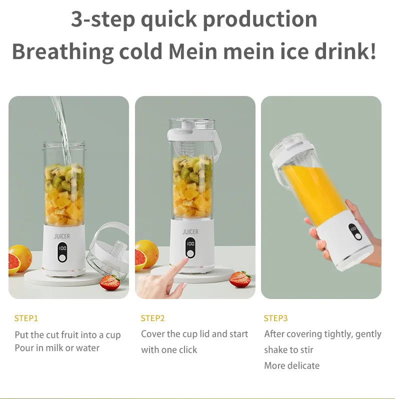 Portable Electric Juicer Small Household Rechargeable With Digital Display Vegetables Fruit Blender Juice Cup For Juicing