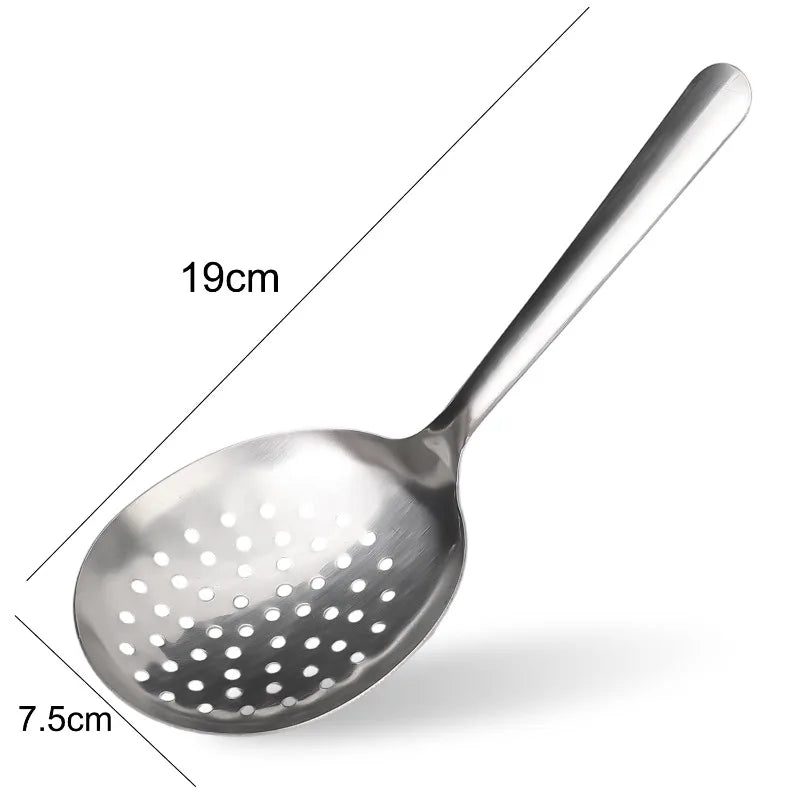 Stainless Steel Serving Spoons Round Fruit Food Scoop Dining Soup Rice Spoon Heat Insulated Handle Kitchen Restaurant Ladles