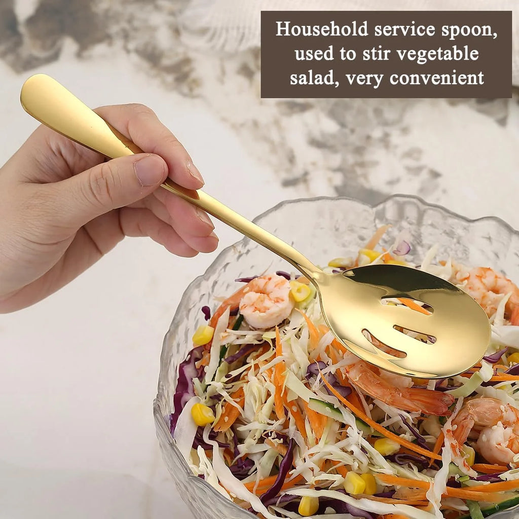 Serving Set Serving Spoons and Slotted Spoons, Stainless Steel Buffet Utensils, Banquet Spoons, Dishwasher Safe, Kitchen