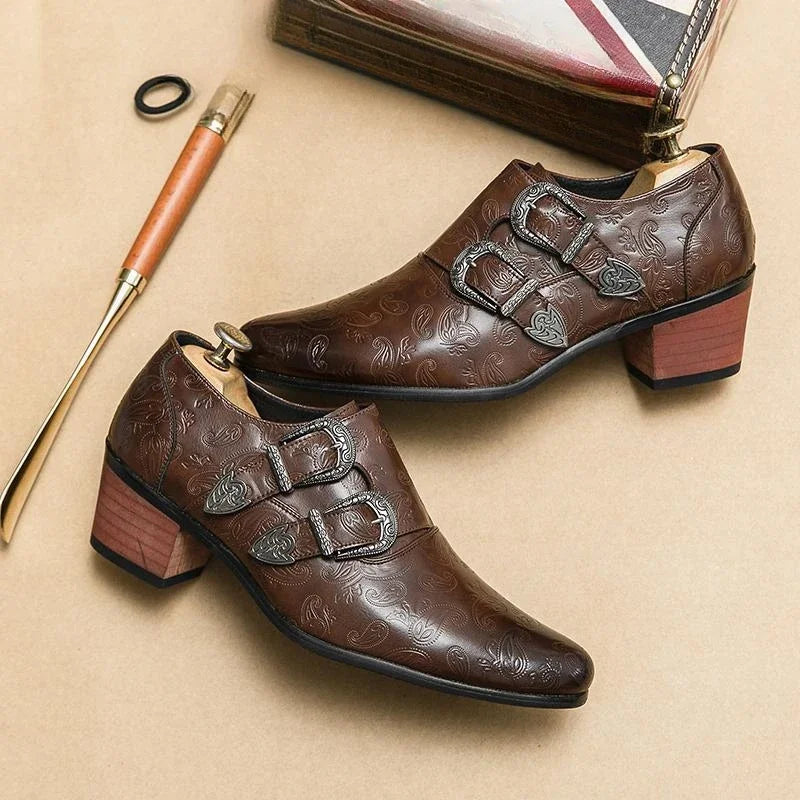 Men's Dress Shoes Fashion Belt Buckle Design Shoes Retro Carved Brogues Shoes Classic Business Formal Shoe Luxury Wedding Shoe