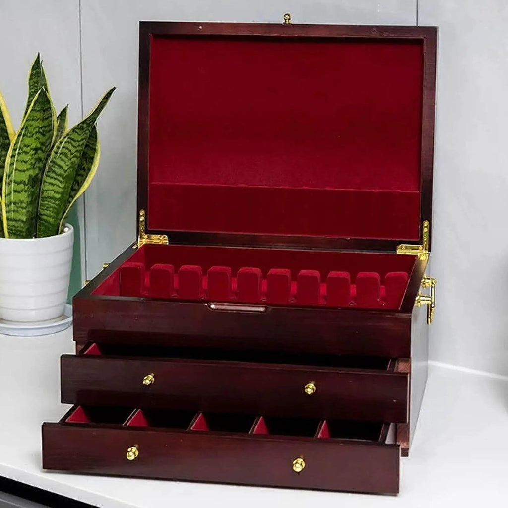 Silverware Storage Box Utensil Case Gifts Felt Lined Versatile with Lid Organizer Flatware Storage Box for Restaurant Home