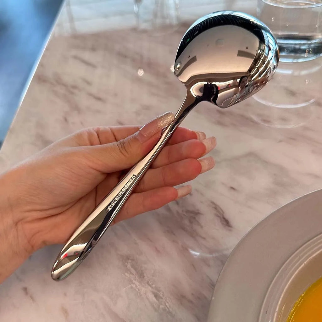 2Pcs Stainless Steel Long Handle Serving Spoons - Suitable for Use in Homes, Hotels, Canteens and Restaurants Meal Spoon Cutlery